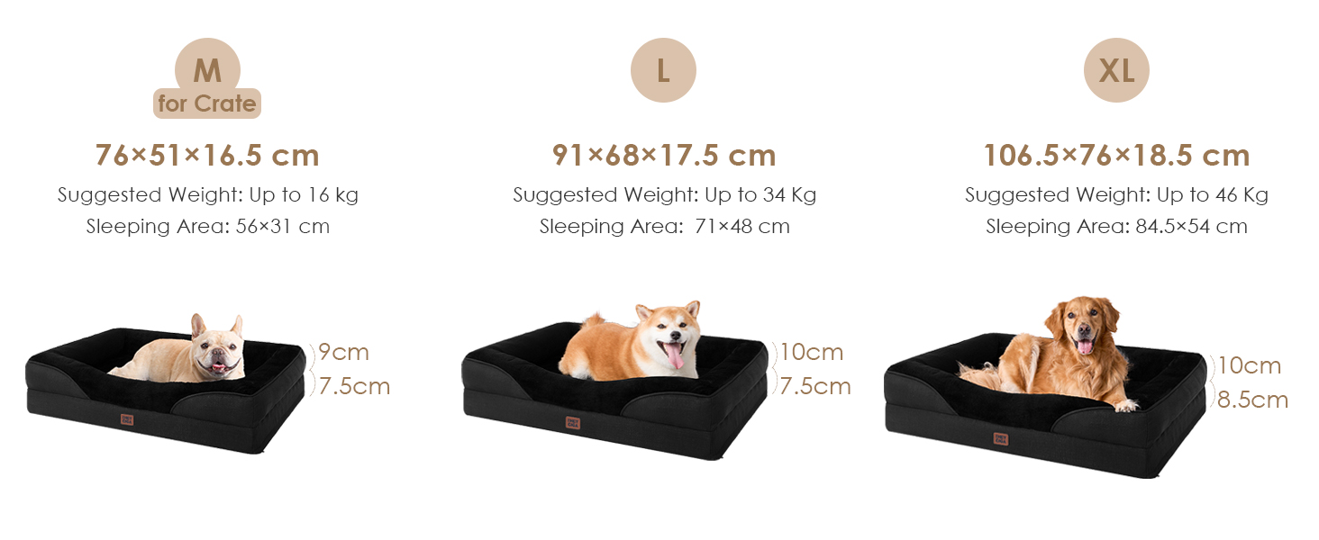 Ортопедичне ліжко для собак великих порід EHEYCIGA, 106.5x76x18.5 см, з піною з пам'яті, миється, водонепроникне, чорне