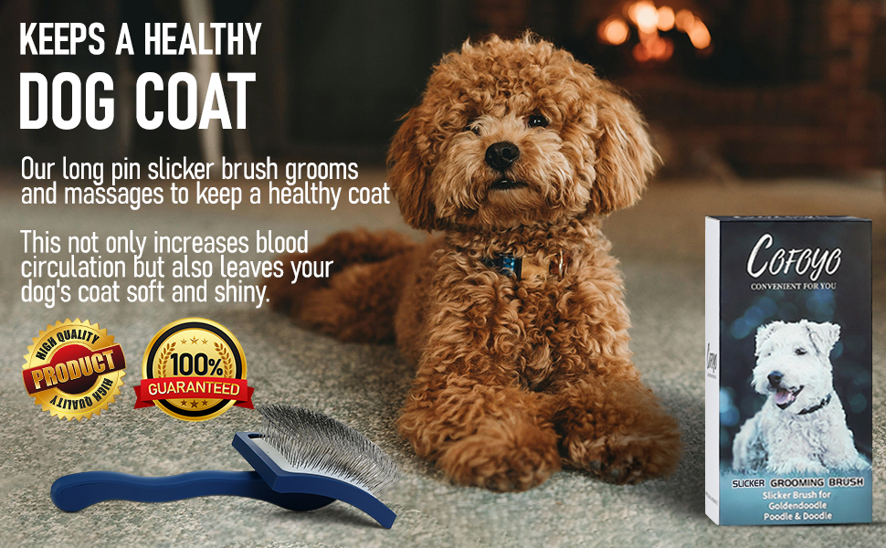 Щітка для вичісування довгошерстих собак та котів, велика, золота, для щоденного догляду за шерстю