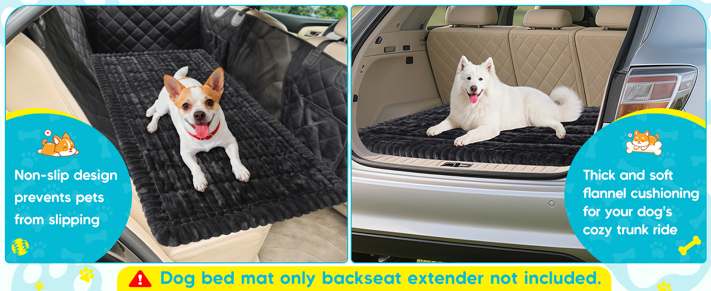 Лоїон Лежанка для собак в авто, килимок на заднє сидіння, м'яка підстилка для собак, захисний чохол, 127x62,5x2,5 см (Чорний)