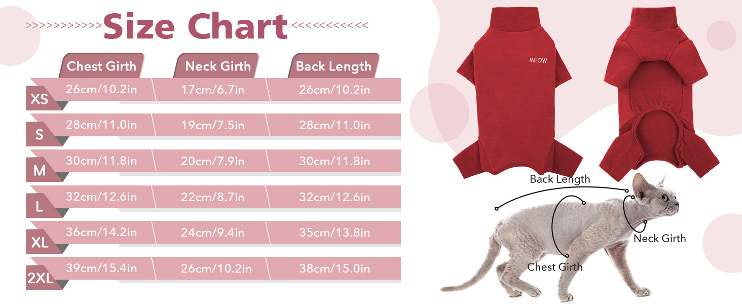 Піжама для котів після операції, боді для відновлення після операції, анти-слинящий, з довгим рукавом, 4 ноги (червоний, M)