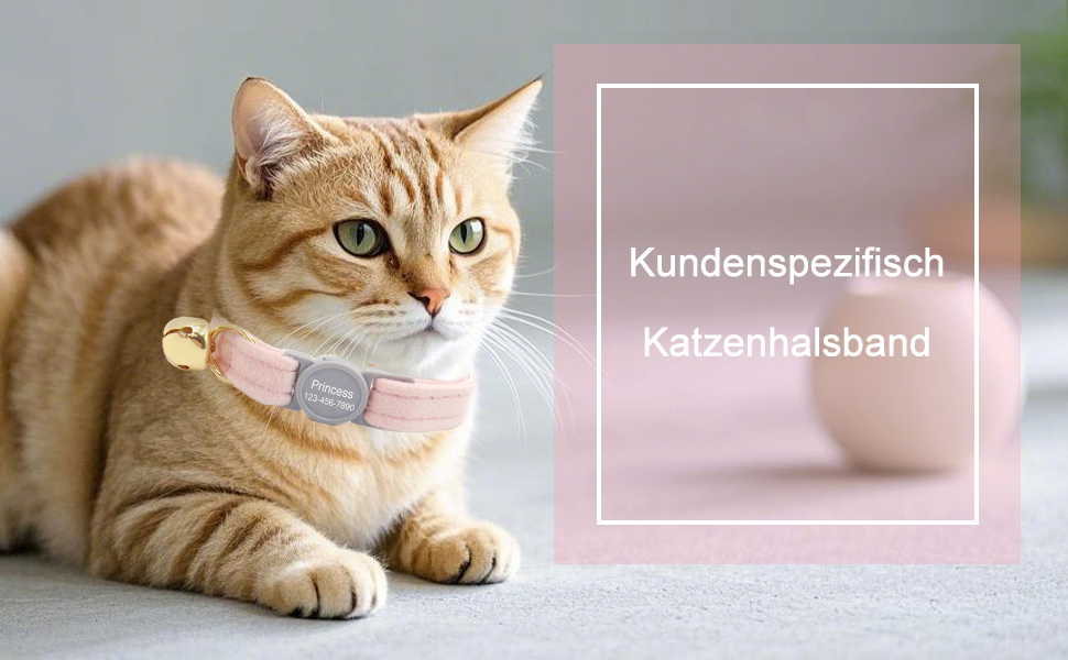 Персоналізоване ошатне нашийник для кота з безпечною застібкою та дзвіночком, нашийник з іменним жетоном та номером телефону, регульований, з велюру, для кошенят