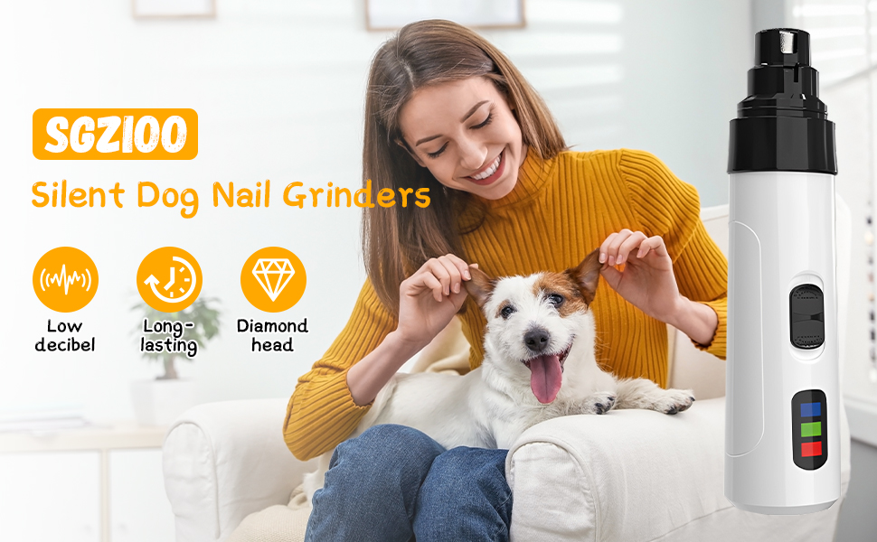 Електричний точило для собачих кігтів Silent Diamond Bit - безпечна електрична пилка для собак з 3 насадками, USB, 2 швидкості