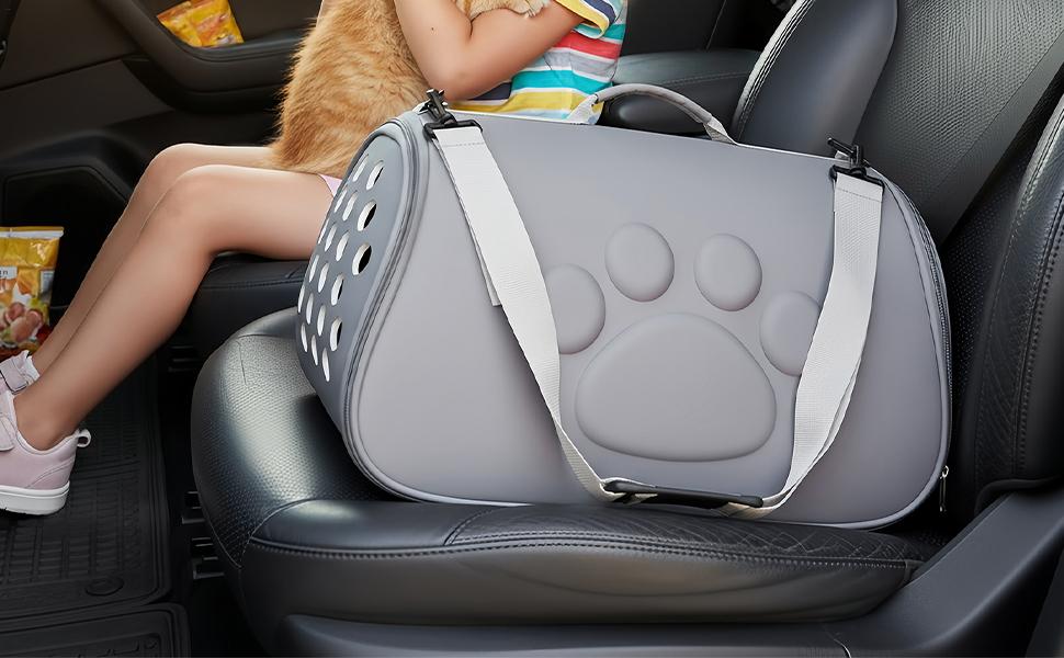 Сумка для тварин Katzen Reisetasche | Сумка-переноска для кота/собаки з регульованим плечовим ременем для подорожей, прогулянок, активного відпочинку, перельотів, кемпінгу, візитів до ветеринара, міста, покупок (сіра, L)