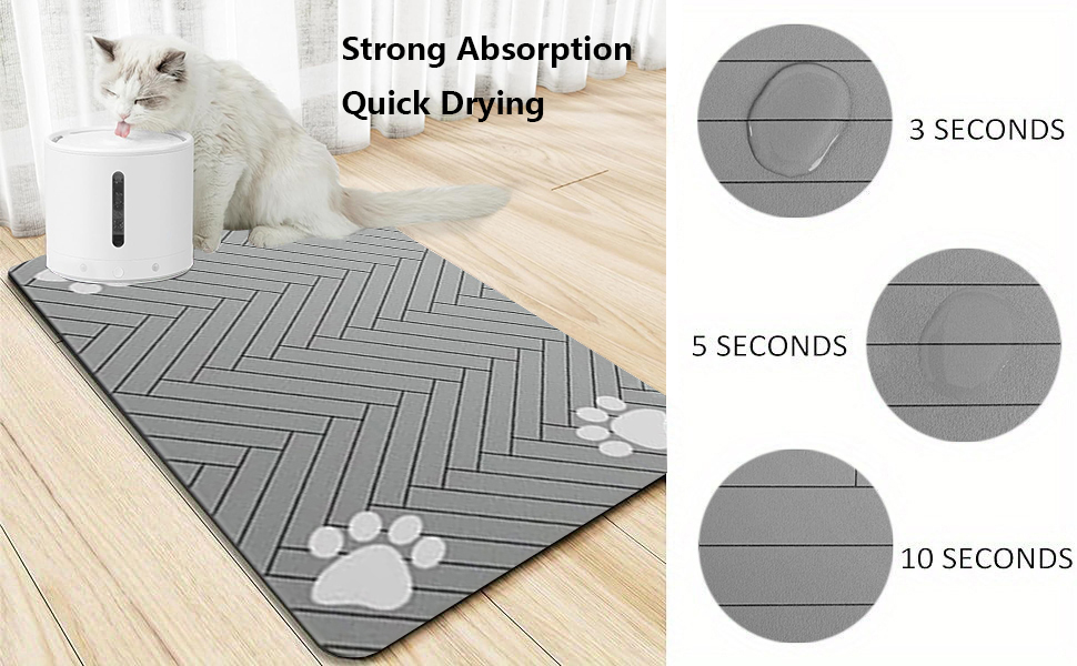 Килимок для годівлі котів та собак, суперпоглинаючий, неслизький, 40 x 60 см, сірий (30)