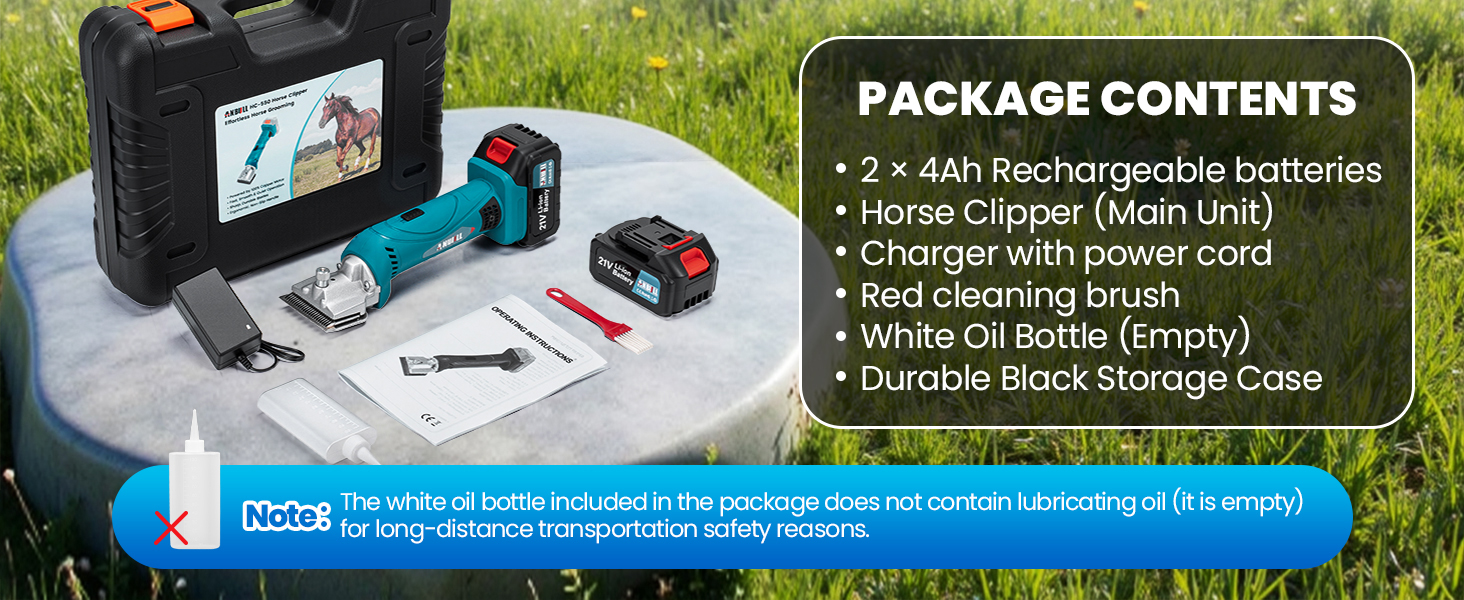 Акумуляторна машинка для стрижки шерсті Anbull: 2 акумулятори, 2800 обертів, для товстого та сплутаного хутра, 6 швидкостей, для коней, овець, кіз (Блакитна)