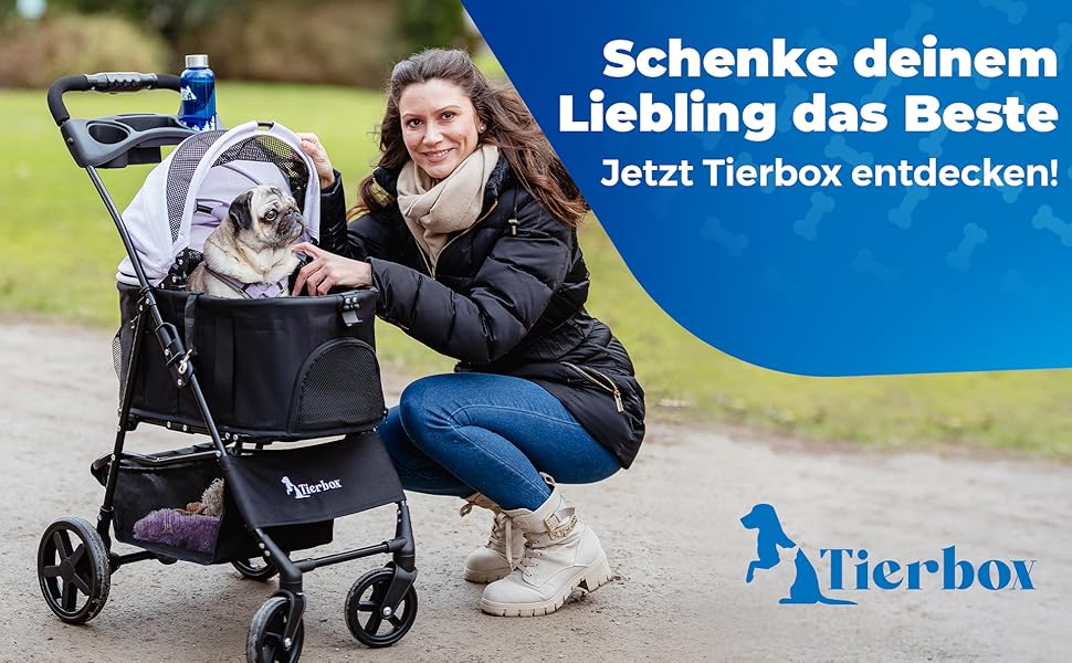 Tierbox Будь-куди: візок для собак до 10 кг, складний, для маленьких собак та котів, рожевий