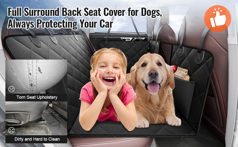 Автоматична ковдра для собак VEVOR, захист сидіння авто, 134,5 x 63 см, до 168 кг, з сіткою та сумкою для зберігання, підходить для авто, SUV, LKW