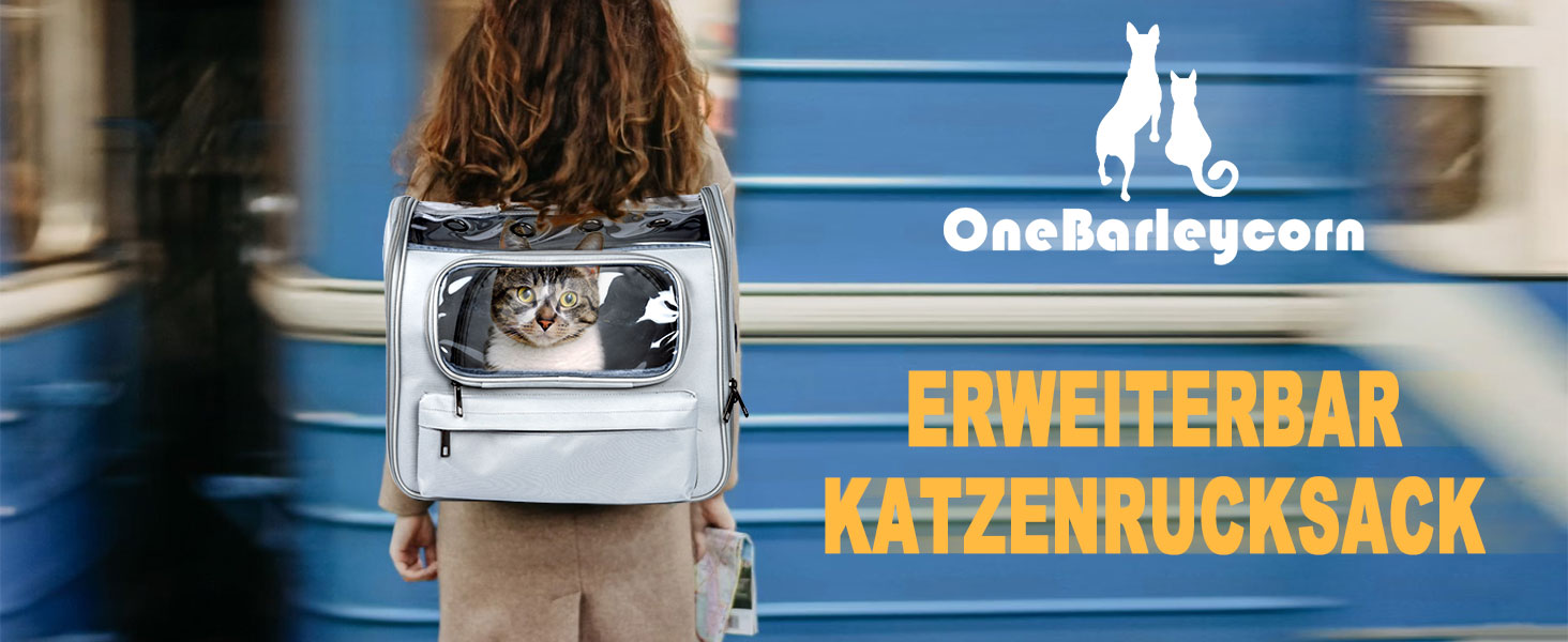 Розширюваний рюкзак для котів та маленьких собак Onebarleycorn, рюкзак-переноска для котів, сірий, до 8 кг
