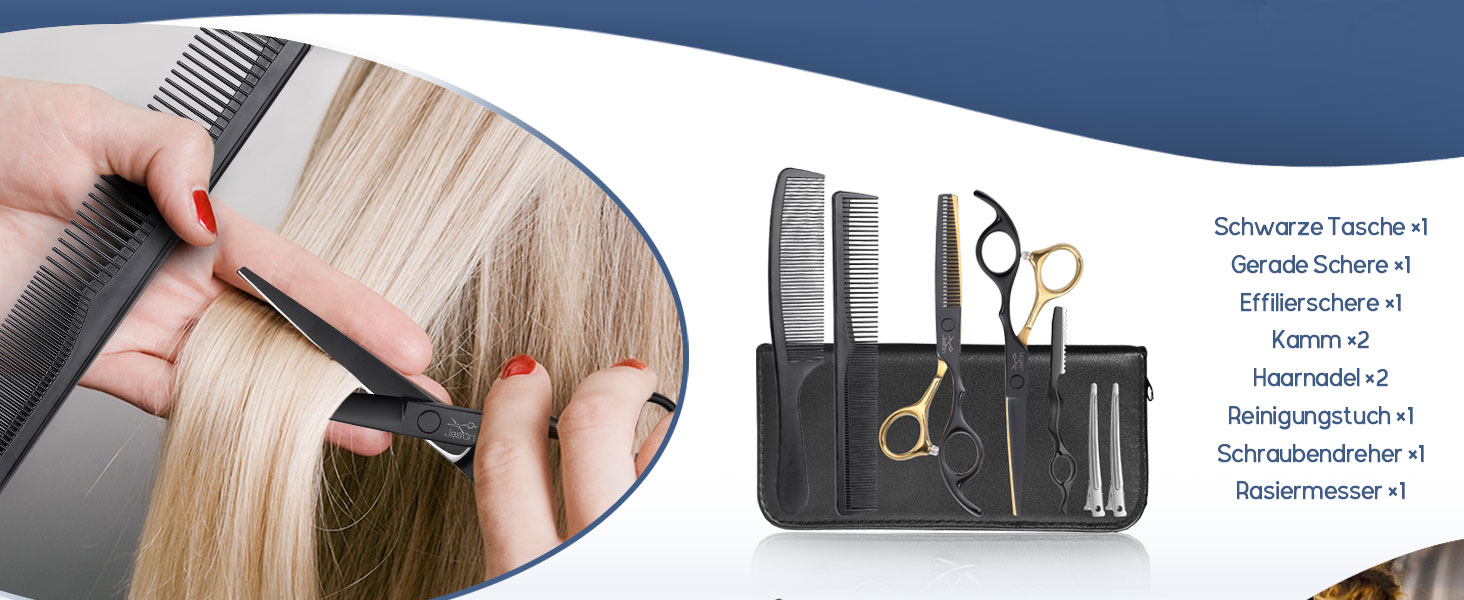 Набір професійних перукарських ножиць JASON - 6.5' (16.5 см), перукарські ножиці для перукарів та початківців, блакитно-чорний