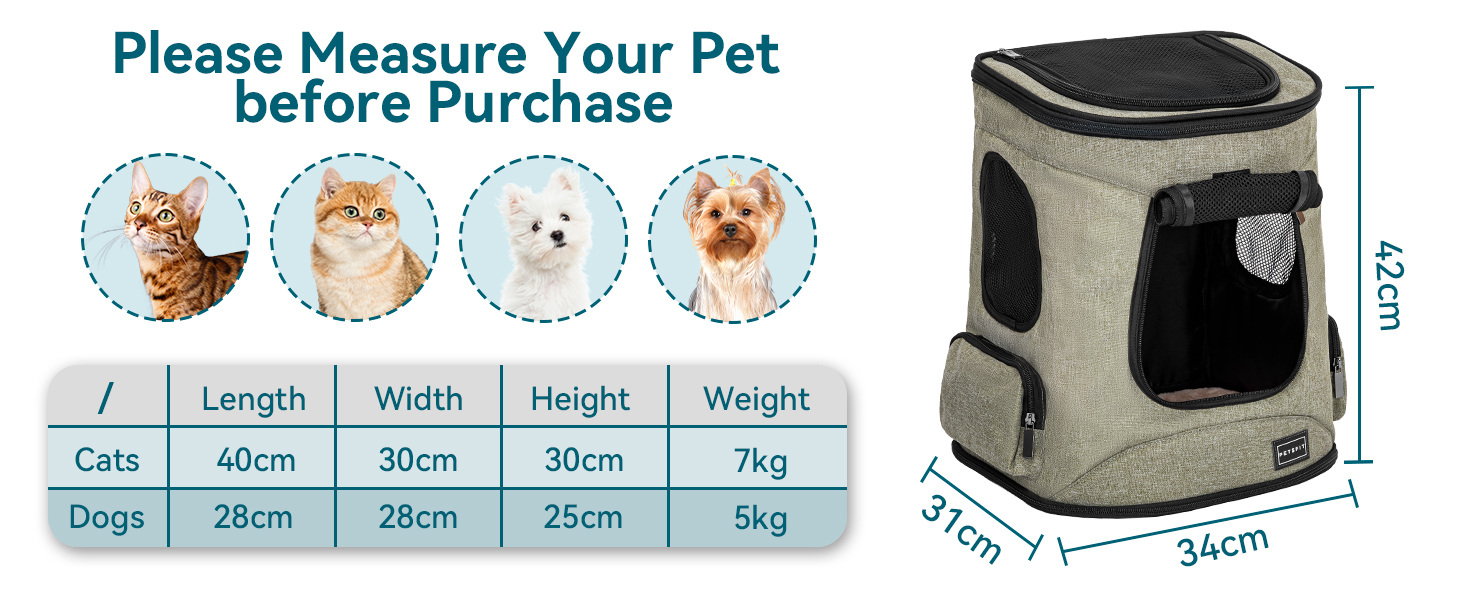 Рюкзак для котів та собак Petsfit - зелений, до 5 кг, з сіткою та регульованим ременем