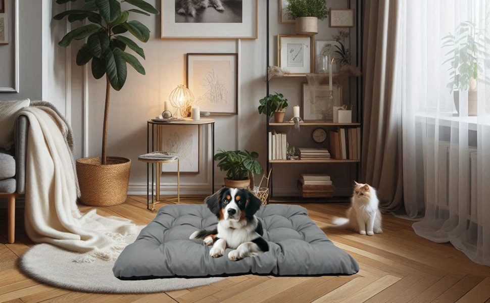 Килимок для собак KING DOG M 80x60 см, водовідштовхуючий, для великих та середніх собак, сірий, 10 см, кулер, комфортний, легко миється