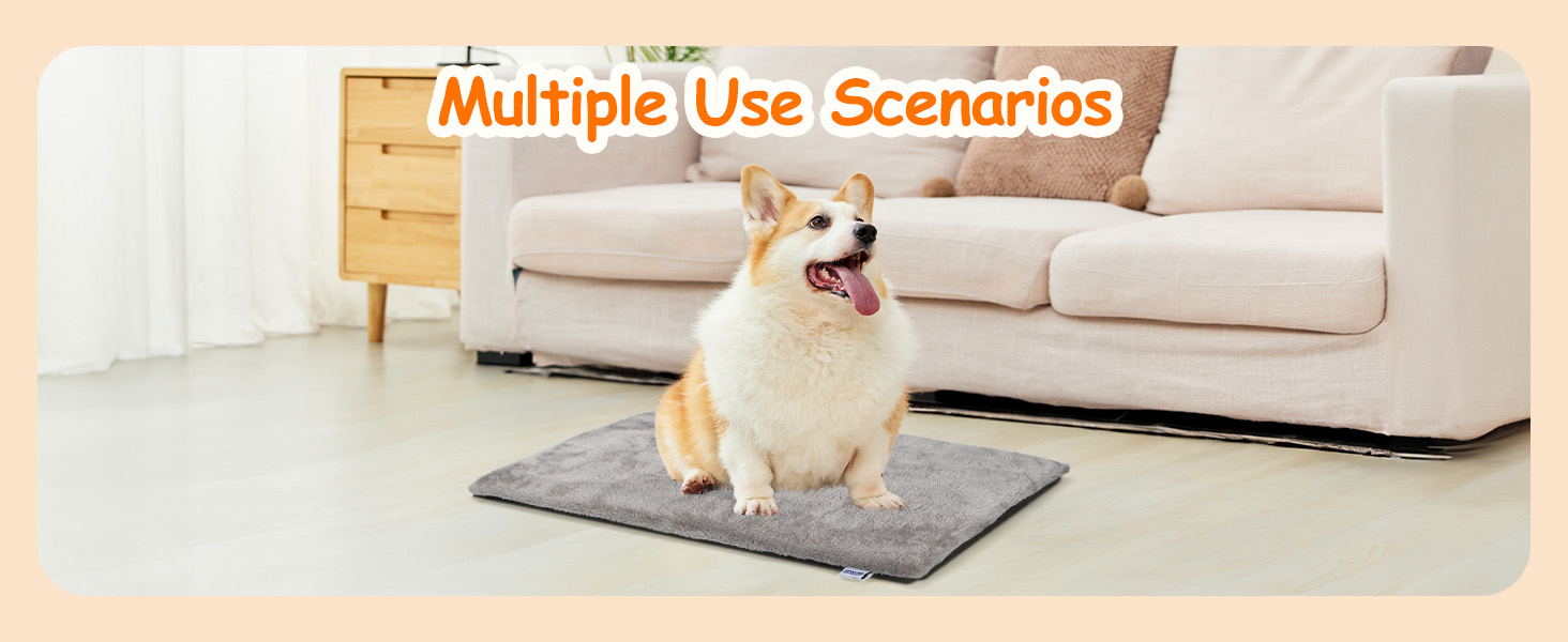Nobleza Самогріюча килимок для собак та котів, тепла підстилка для домашніх тварин на зиму, м'яке ліжко для собак з Memory Foam, знімний, м'який плюшевий чохол, сірий, 91x58x4 см