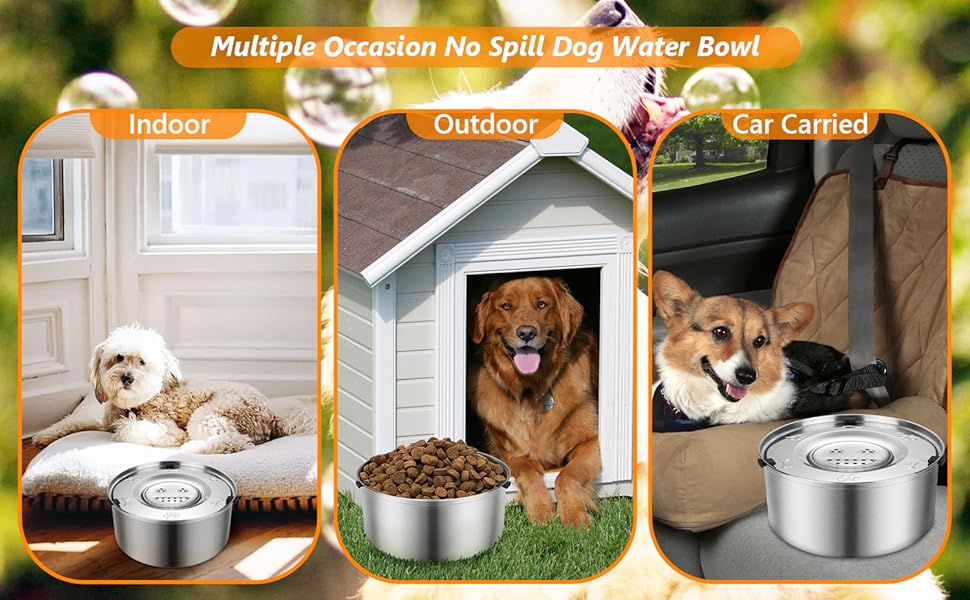 Миска для собак QANIUOS 3L з нержавіючої сталі з антиковзним дном, миска для собак, не протікає, захищена від бризок, плаваюча миска, без бруду, для середніх та великих собак