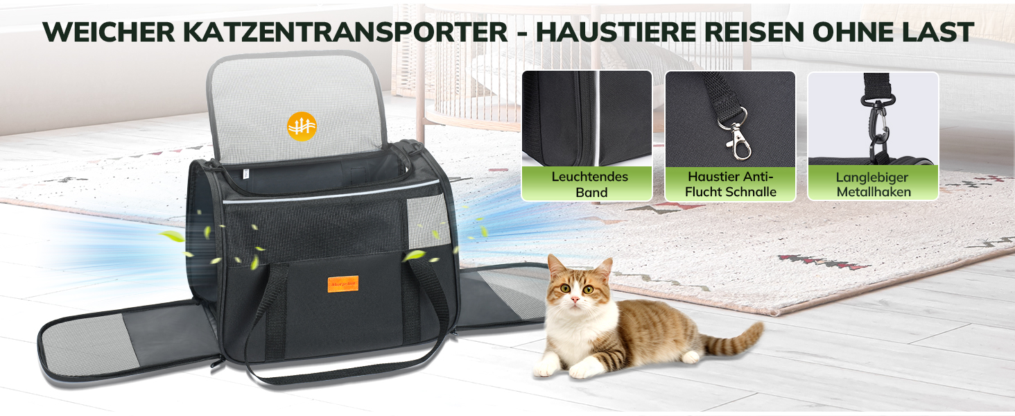 Транспортна переноска для котів та цуценят Morpilot до 5 кг, сіра, 40L, для ветеринара та подорожей