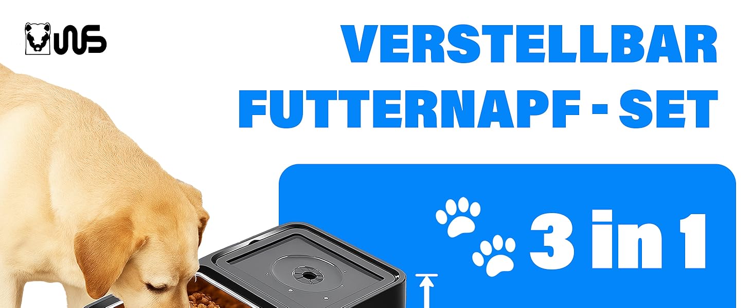 Підвищена годівниця для собак WS - 2-в-1 з регульованою висотою, анти-розливання, миска для корму та води без облизування (чорна)