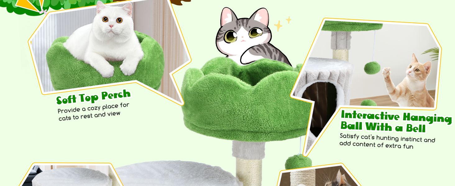 Дряпка для котів Nobleza, стійке котяче дерево з оглядовим майданчиком і будиночком, для домашнього використання, 40x30x55 см