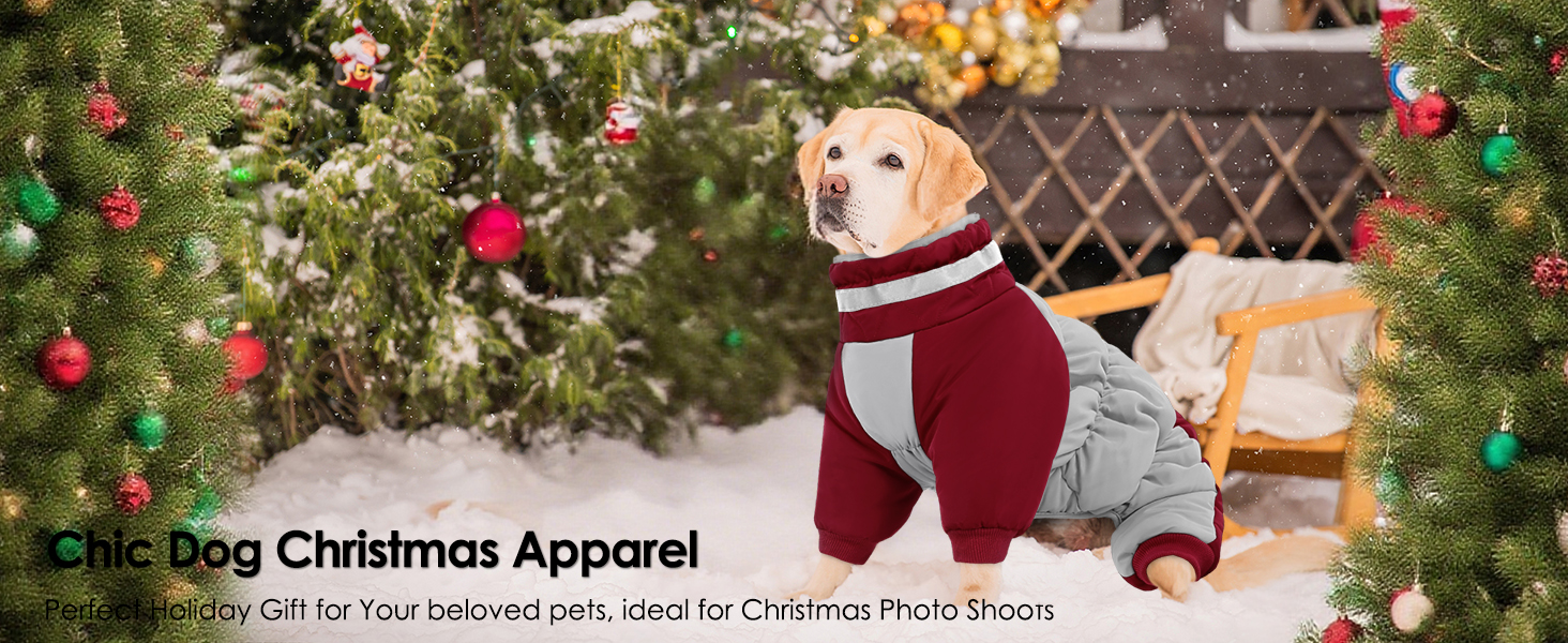 Зимовий комбінезон для собак AOFITEE - теплий водонепроникний зимовий одяг для великих собак з ніжками, підходить для Французького бульдога, колір: бордовий