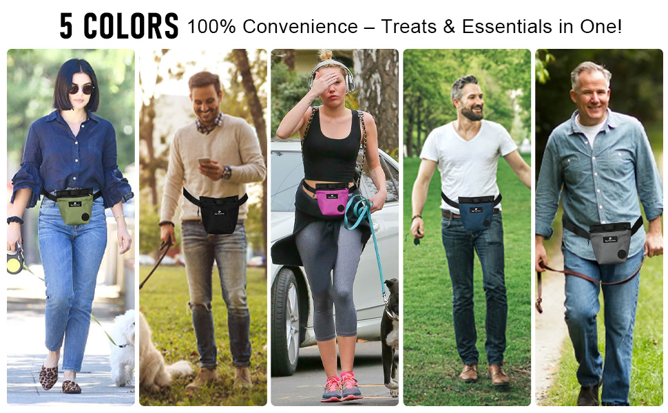 Сумка для ласощів для собак з магнітною застібкою та регульованим поясом, навчальна сумка, портативна сумка для перекусів для прогулянок на відкритому повітрі (Чорний, принт з тваринами)