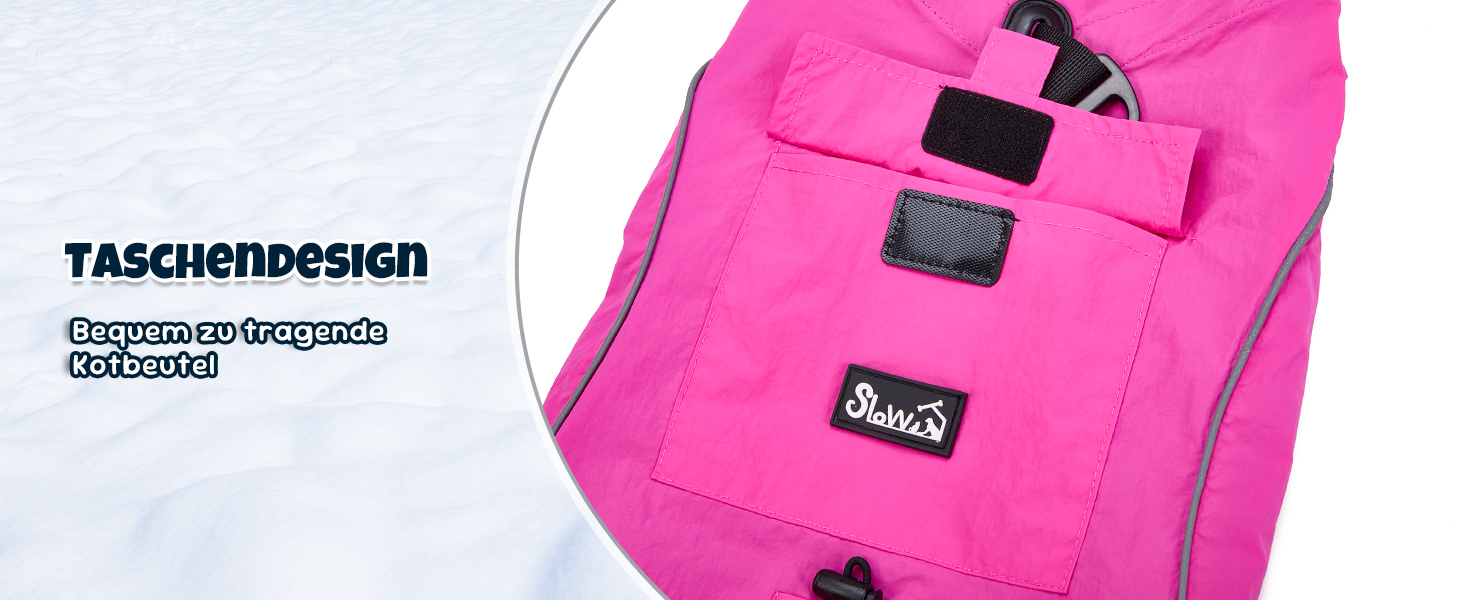 Теплий зимовий одяг для собак Nasjac - куртка з флісовою підкладкою, світловідбиваючими смугами та кишенями, водонепроникна захисна жилетка для собак середніх та великих порід, колір фуксія, розмір L