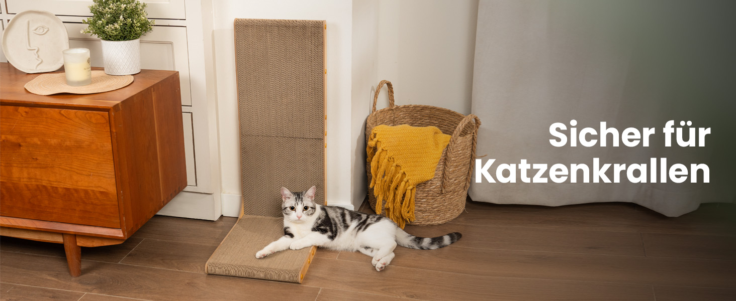 Кігтеточка для котів Conlun L-подібної форми, 58 см, настінний монтаж, вертикальна поверхня для дряпання, міцна картонна поверхня для захисту меблів, велика, біла (2 шт., світле дерево)