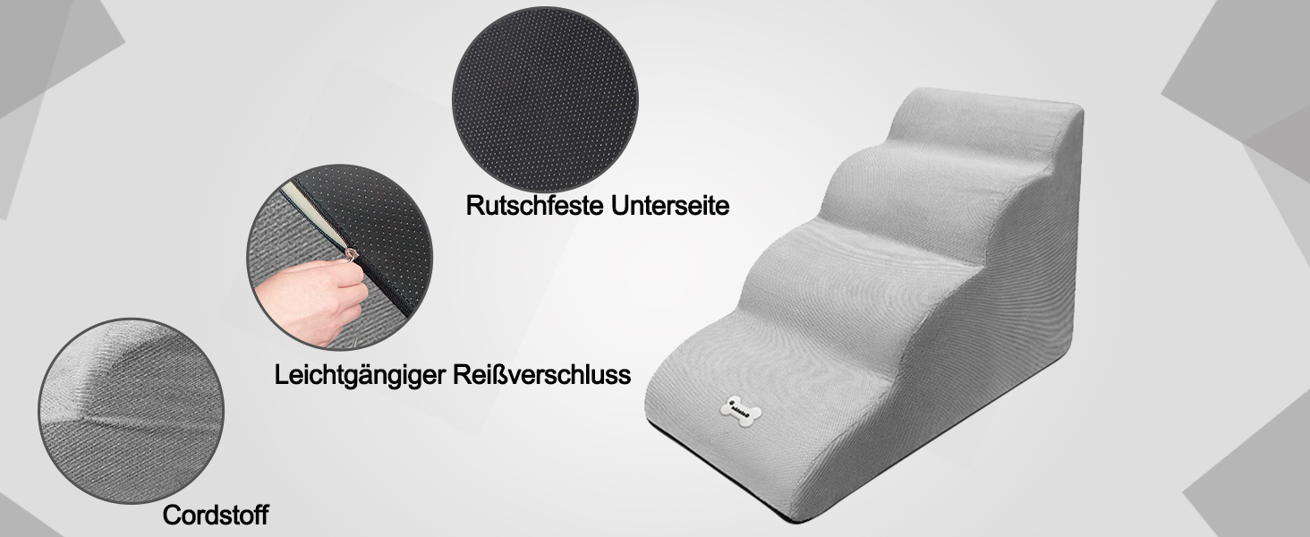 Сходинки для тварин Galatée: 4 сходинки, знімне прання, неслизькі, для високих ліжок/диванів (рожевий)