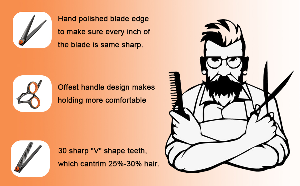 Професійний набір перукарських ножиць для стрижки волосся: перукарські ножиці, ножиці для філірування, ножиці для дітей та тварин, золотий (оранжево-чорний, 10 шт.)