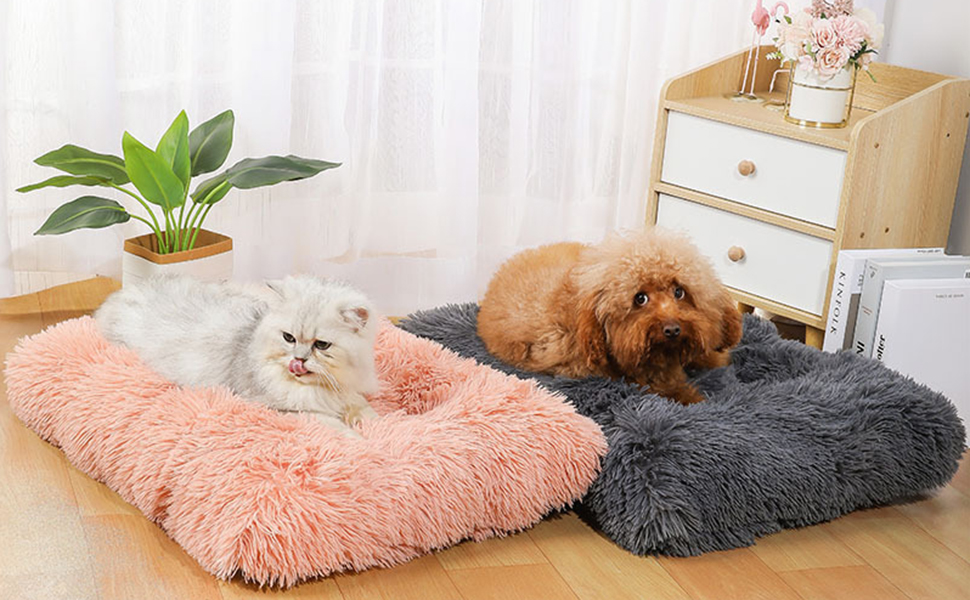 М'яке ліжко для собак, корзина для домашніх тварин, ліжко для собак, диван для собак, подушка для собак, килимок для собак, рожевий, 94x63 см