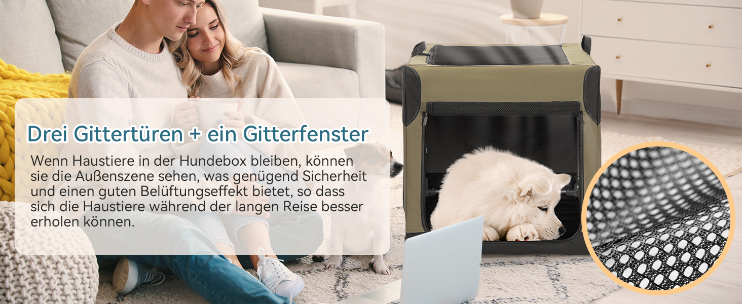 PETSFIT переносна переносна собача переноска для автомобіля та дому, M (76x50x48 см), армійний зелений