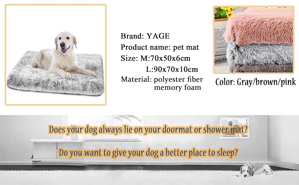 Велике собаче ліжко YAGE, миючий матеріал, ортопедичне ліжко, матрац для собачого будки, довге плюшеве ліжко, заспокійливе ліжко для собак, що бояться (L-90 см, сірий) L-90x70CM сірий