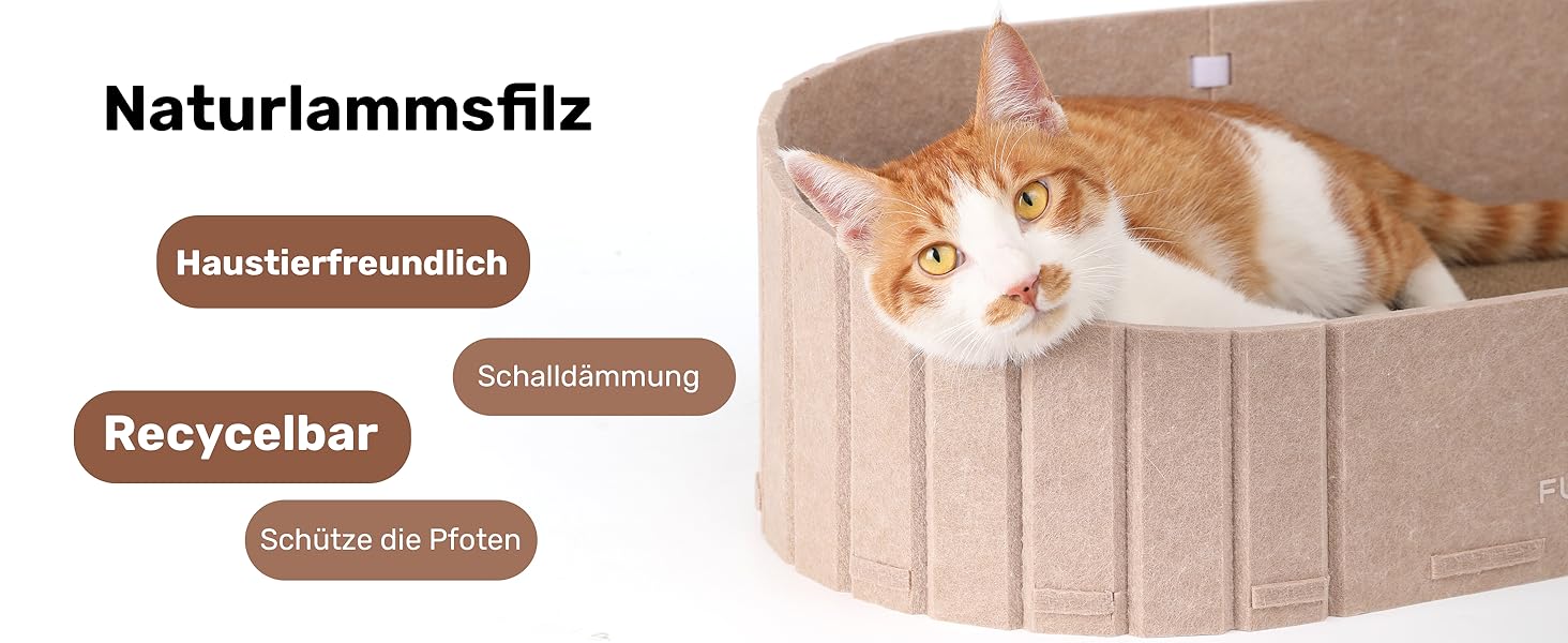 Кразберідка для котів FUKUMARU: диван з крафт-паперу, 61 см, з м'якими подушками, бежевий
