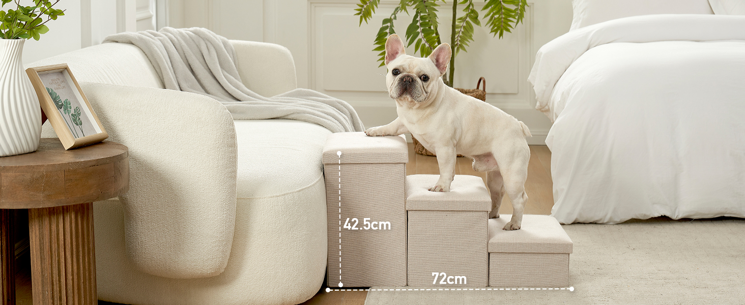 Сходинки для собак маленьких порід зі зберіганням, широкі, складані для ліжка та дивана, з неслизьким покриттям, водонепроникні (3x97x56 см), 3x97x56 см (бежевий, 4, 43x97x56 см)