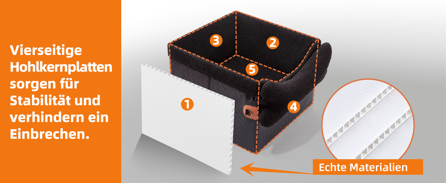 Автомобільний лежак для собак (чорний, великий) з кишенями та поворотком, підходить для собак малого та середнього розміру