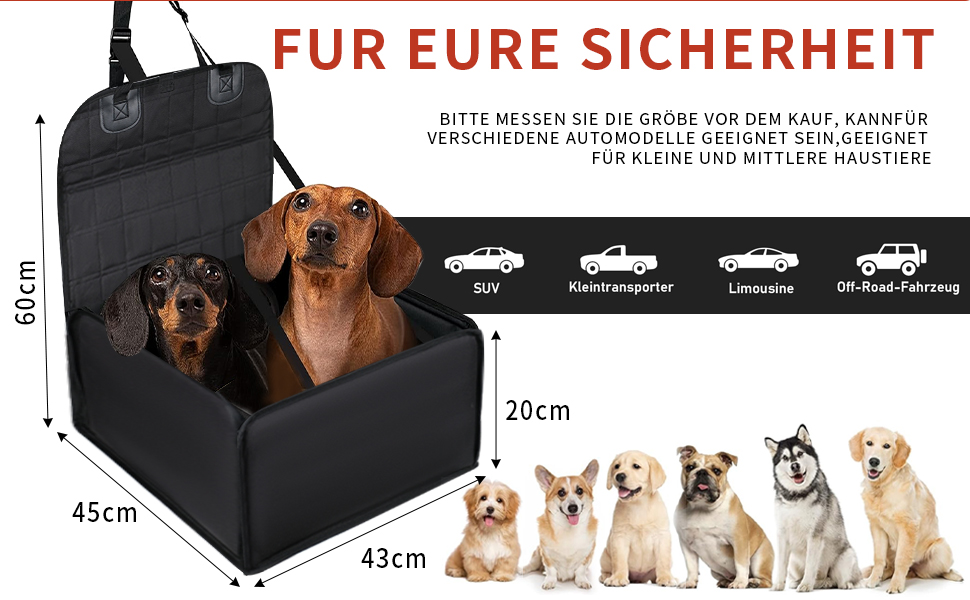 Автомобільний аксесуар для собак CUEMOON: стійкий кріплення на заднє сидіння для малих та середніх собак, чорного кольору