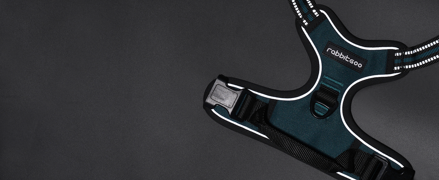 Нашийник для собак Rabbitgoo середнього розміру, анти-тяга, регульований, для великих собак, дихаючий, з світловідбиваючими смугами, безпечний, темно-зелений M (1 шт.)