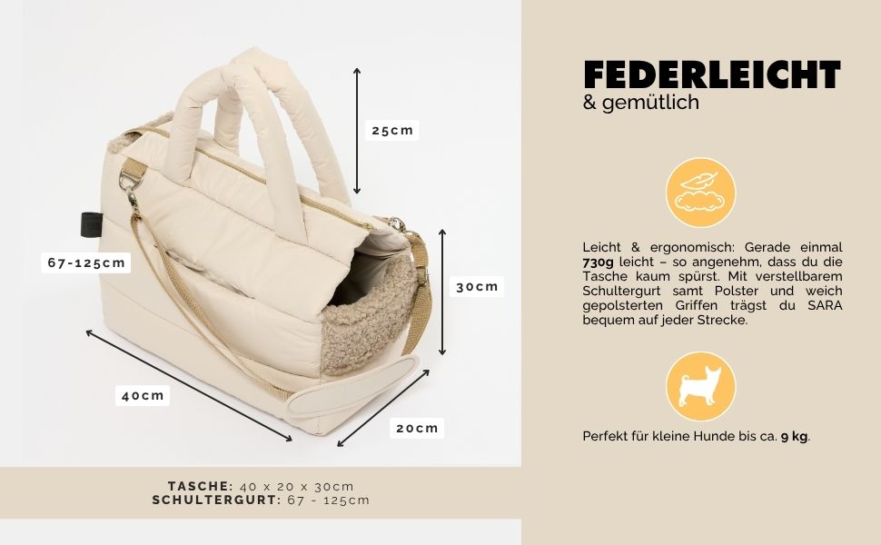 PAW WOW переносна сумка для собак SARA | стильна переноска для маленьких собак | водо- та вітростійка | з підкладкою з тедді, регульований плечовий ремінь, зовнішня кишеня (Чорний)