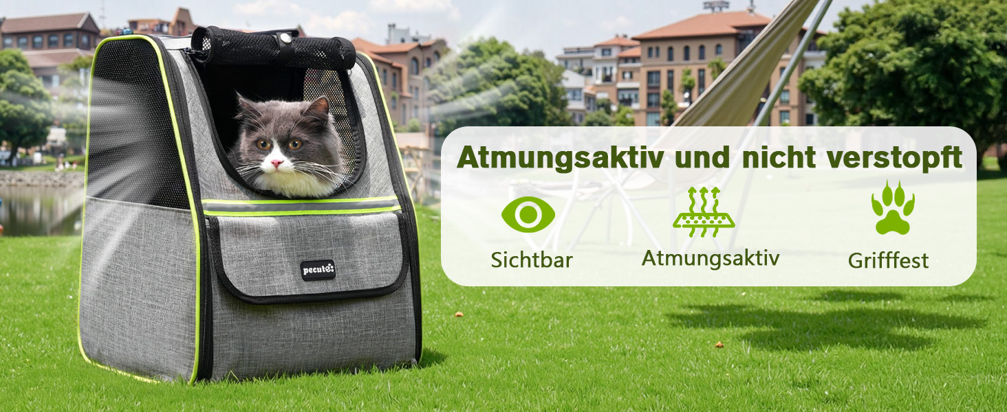 Плед-рюкзак для кота Pecute з сіткою, переноска для тварин, рюкзак для вигулу собак до 6 кг (сірий, розширюваний)