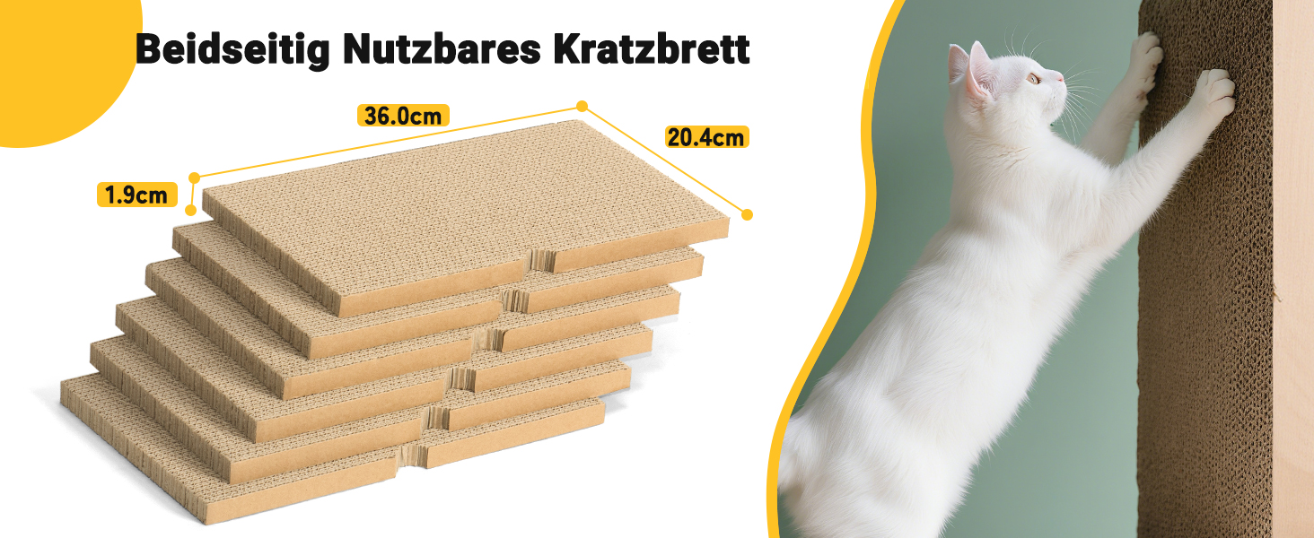 Ycozy Драбина-подряпування для котів з великою двосторонньою гофрокартонною поверхнею. Набір містить 2 коробки та 6 драбинок для котів. Міцні котячі меблі для заміни.