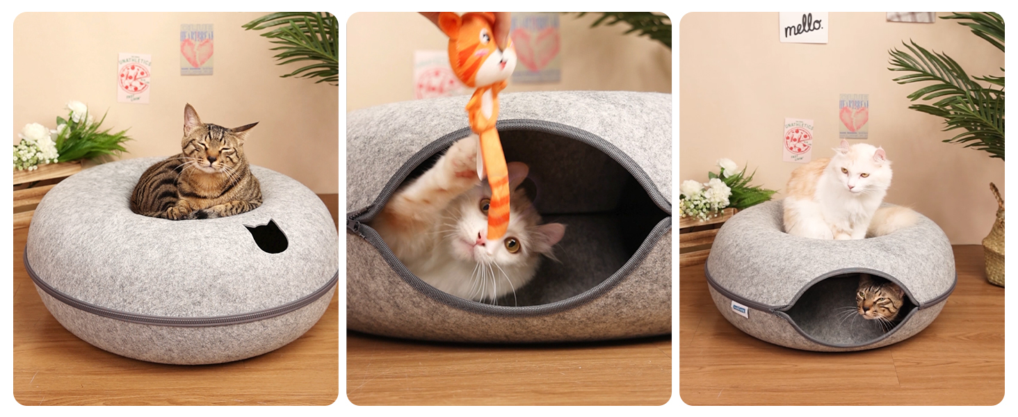 Кішка Будиночок-Туннель Nobleza з Фетру, Сірий, 60x60x26 см