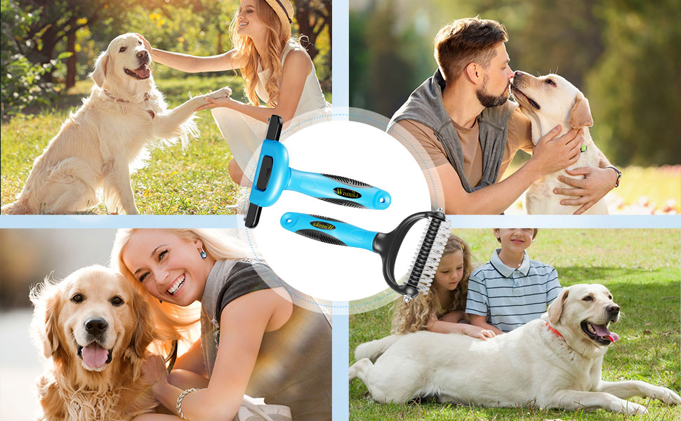 Двостороння щітка для вичісування підшерстка котів та собак | Для середніх та великих порід | З нержавіючої сталі