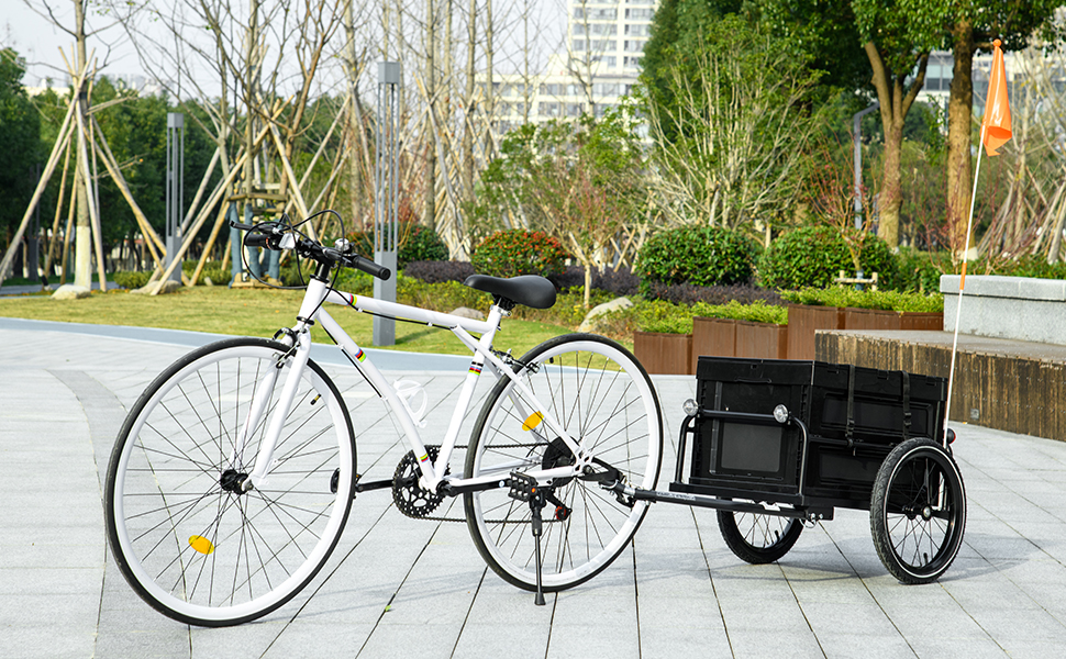 Причіп для велосипеда HOMCOM 65 л, чорний, вантажопідйомність 40 кг