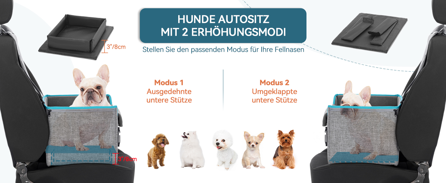 Автокрісло для собак Petsfit - сіре, для маленьких собак, з безпечним кріпленням та зручним лежаком