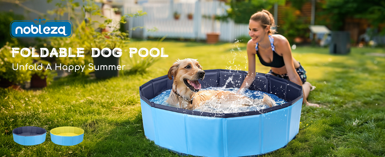 Басейн для собак Nobleza - басейн-плавальний басейн для великих і малих собак, котів, 80*20 см та 120*30 см, блакитний та жовтий