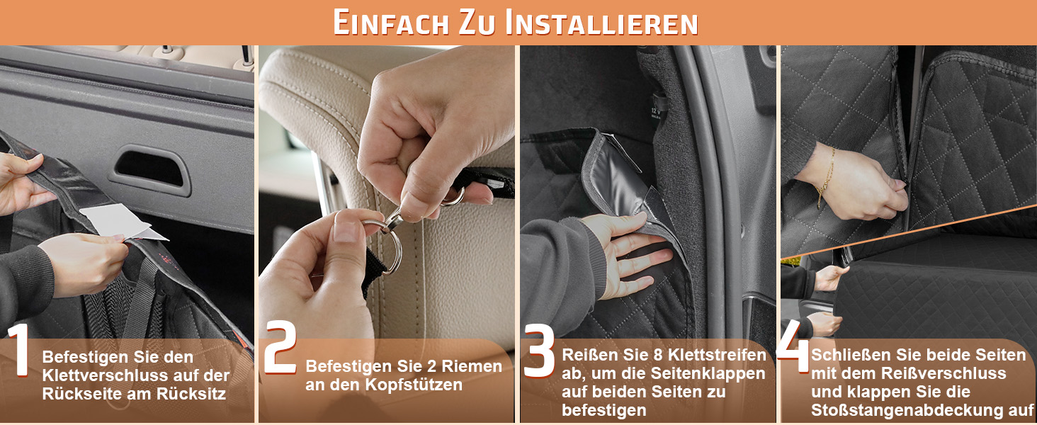 Накидка для собак у машину Gimars, 157x137 см, водовідштовхувальна, стійка до подряпин, універсальна, з передньою панеллю та оглядовим вікном, чорний & оранжевий, килимок у багажник