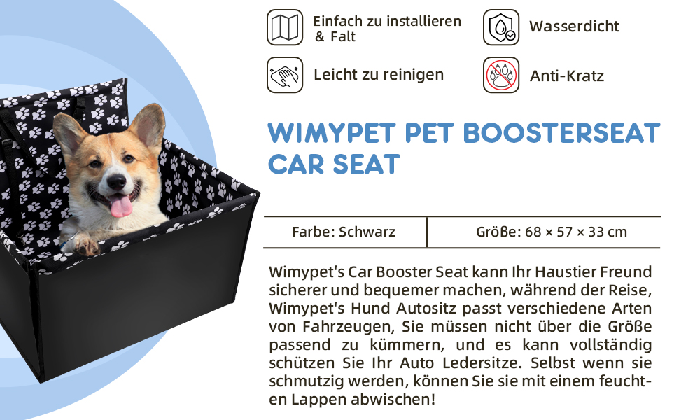 Захист для автосидіння для собак Wimypet, водовідштовхувальний, з ременем безпеки, 57x57x33 см