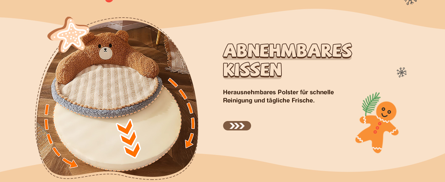 ALLSOPETS Крісло-лежанка для котів, пухнасте, тепле, кругле, для дому, знімний, пральний, для котів, кошенят та маленьких собак (Мокко Браун)