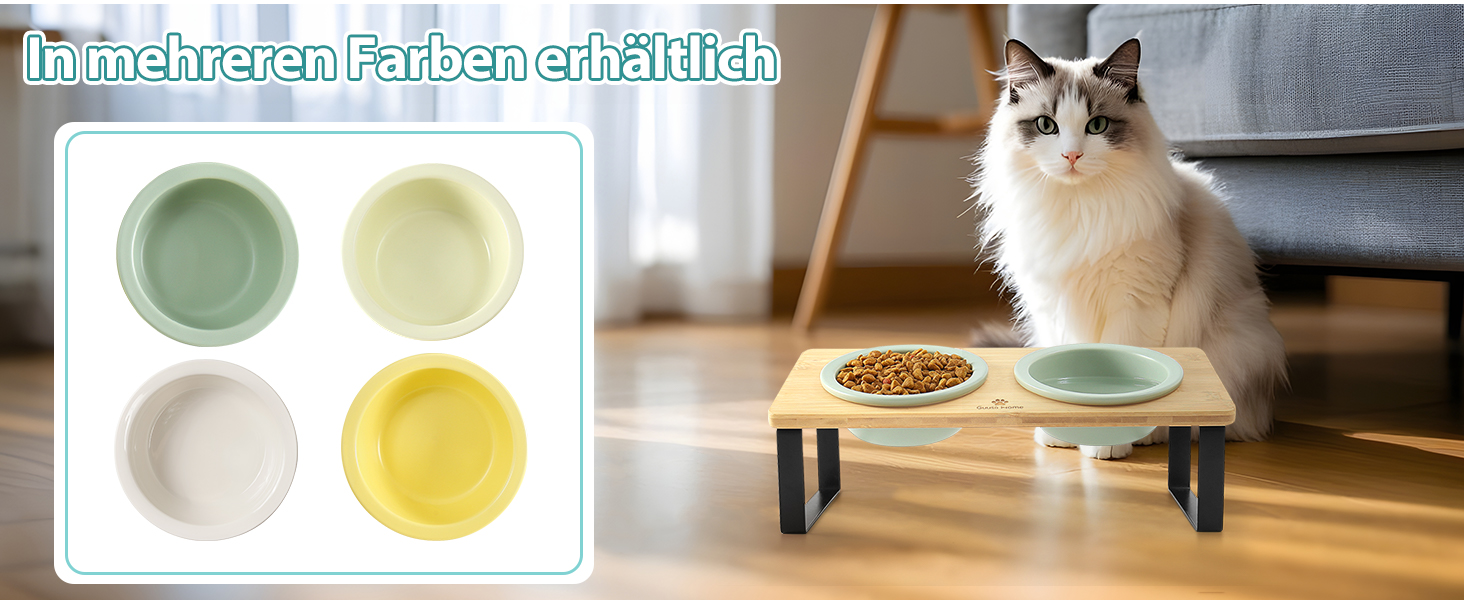 Набір мисок для котів GUUSII HOME (2 шт.) з кераміки, 360 мл, зелені, 14 см