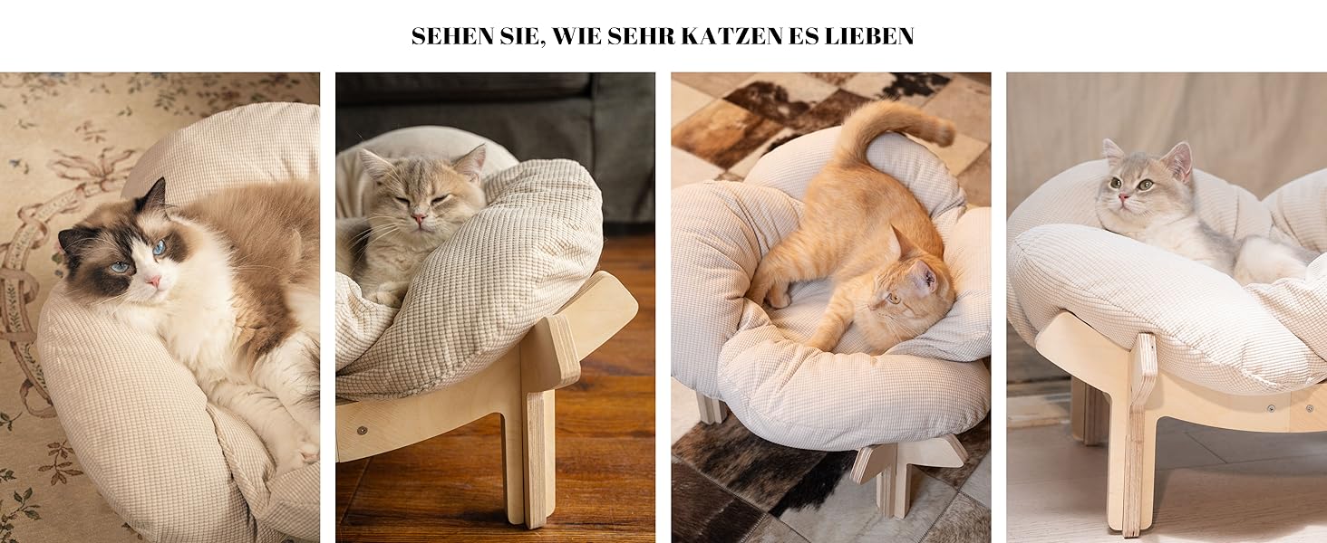 Кішка лежанка CheerPals, велика, 55x55 см, м'яка, біла, для котів усіх порід