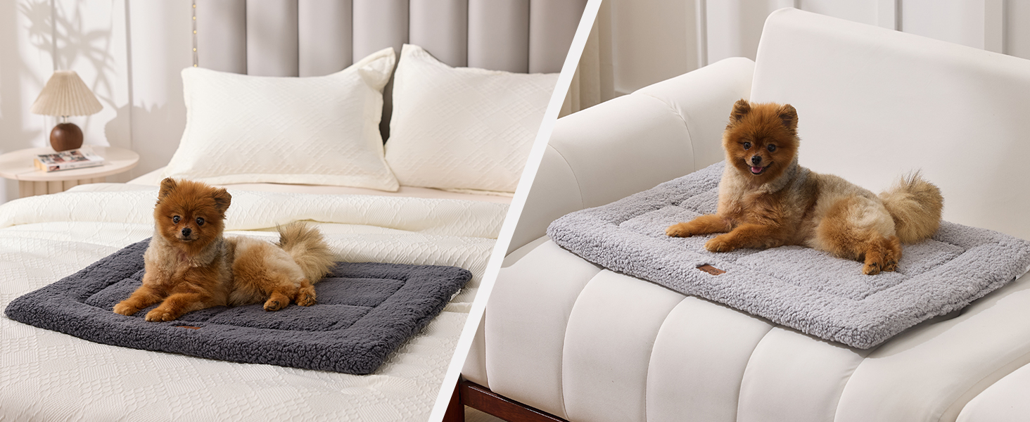 Килимок для собак Joydeco 74x53 см - двосторонній, з флісу, для переносок та кліток. Підходить для середніх та маленьких собак. Темно-сірий колір