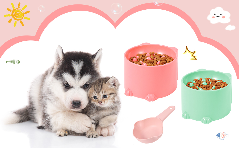 Підвищені миски для котів Heyu-Lotus: нахилені, для повільного годування, ергономічні, для корму та води