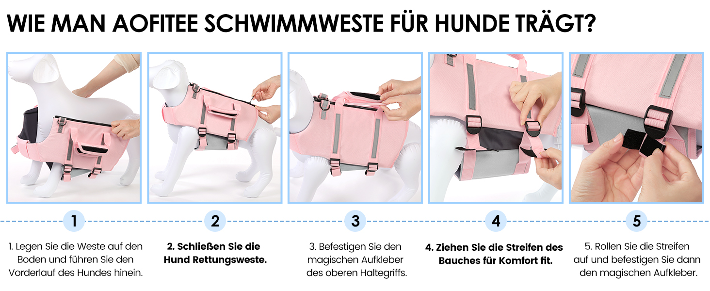Спасальний жилет для собак AOFITEE XXL, великий розмір, з ручкою, світловідбиваючий, високоплавучий, для великих собак, блакитний